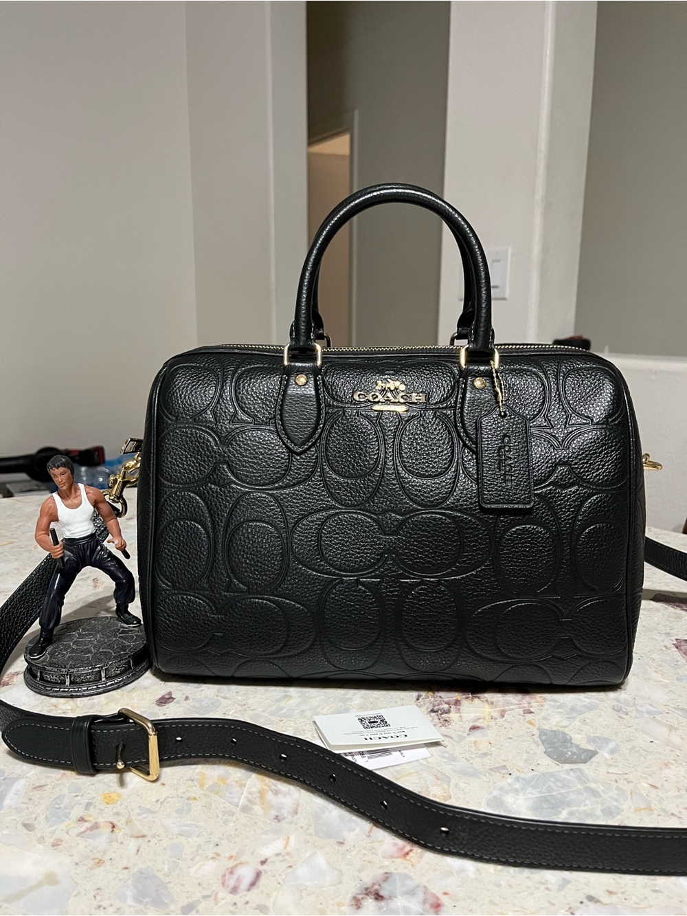 NWT Coach Rowan Large Satchel Bag In Signature Leather CEW02 BLACK Gold - Picture 2 of 13